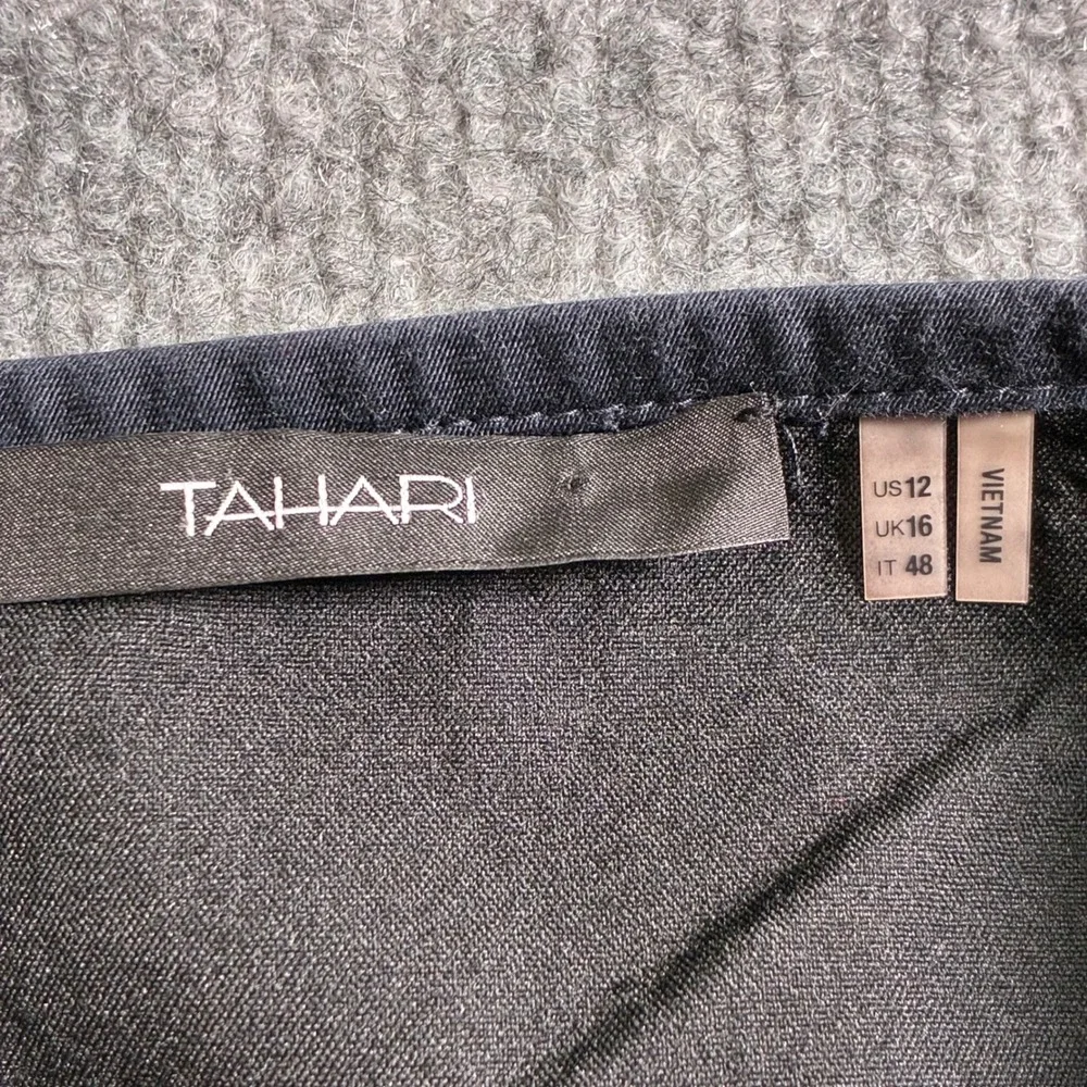 Tahari Floral Border Print Mini Skirt‎ Womens 12 Black Yellow Cotton